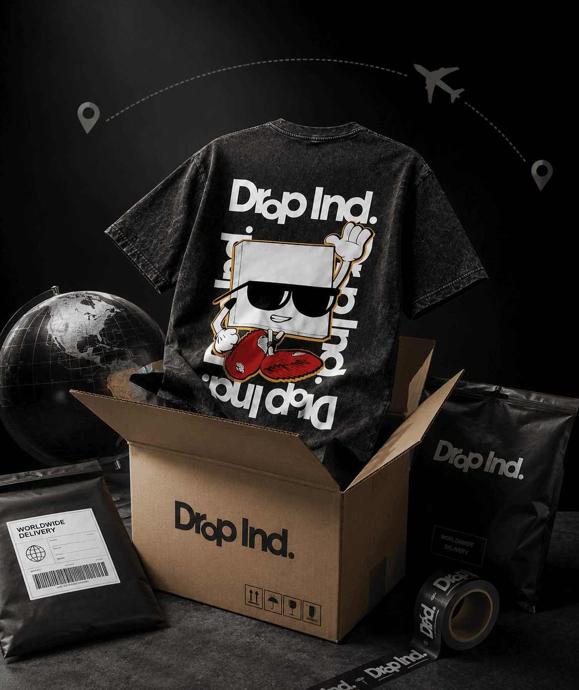 Drop 001 package prepared for worldwide delivery.